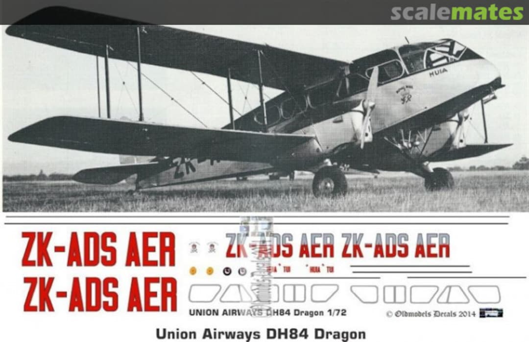 Boxart Union Airways DH84 Dragon OMD0435 Oldmodels Decals