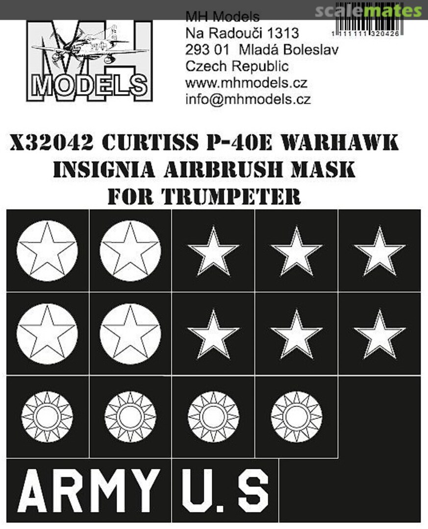 Boxart Curtiss P-40E Warhawk Insignia Airbrush Mask X32042 MH Models Boxart Curtiss P-40E Warhawk Insignia Airbrush Mask X32042 MH Models