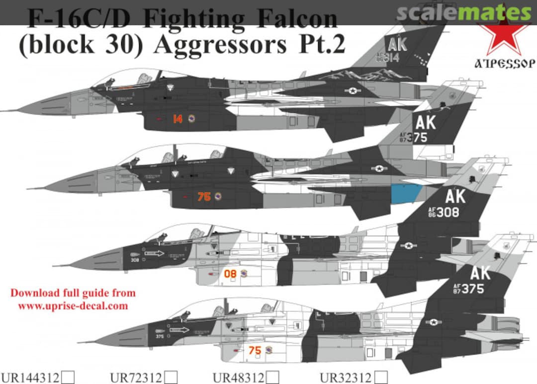 Boxart F-16C/D Fighting Falcon (block 30) Aggressors Pt.2 UR48312 UpRise Decal Boxart F-16C/D Fighting Falcon (block 30) Aggressors Pt.2 UR48312 UpRise Decal
