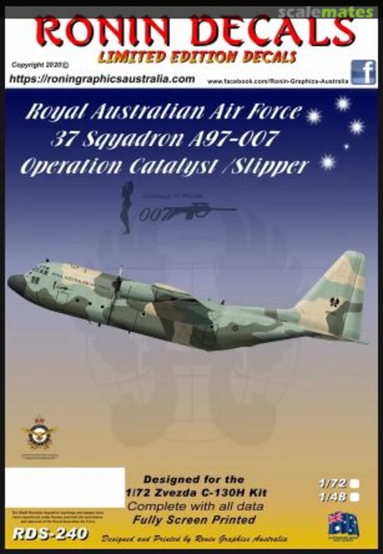 Boxart RAAF 37 Squadron C-130H A97-007 Operation Catalyst / Slipper RDS-240 Ronin Decals Boxart RAAF 37 Squadron C-130H A97-007 Operation Catalyst / Slipper RDS-240 Ronin Decals
