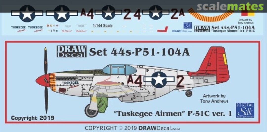 Boxart “Tuskegee Airmen” P-51C ver. I 44-P51-104A Draw Decal