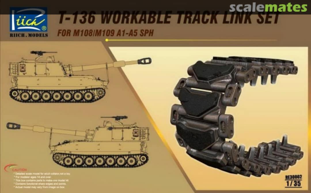Boxart T-136 workable track link set RE30002 Riich.Models