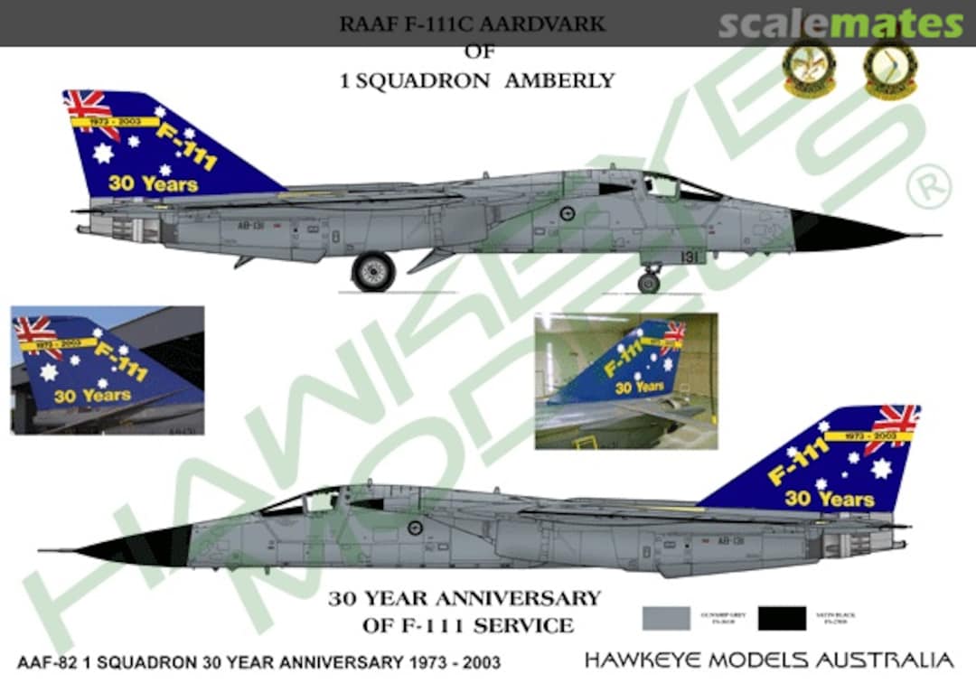 Boxart RAAF F-111C, A8-131, 1 Sqn. 30 Year Anniversary AAF-082 Hawkeye Models Boxart RAAF F-111C, A8-131, 1 Sqn. 30 Year Anniversary AAF-082 Hawkeye Models
