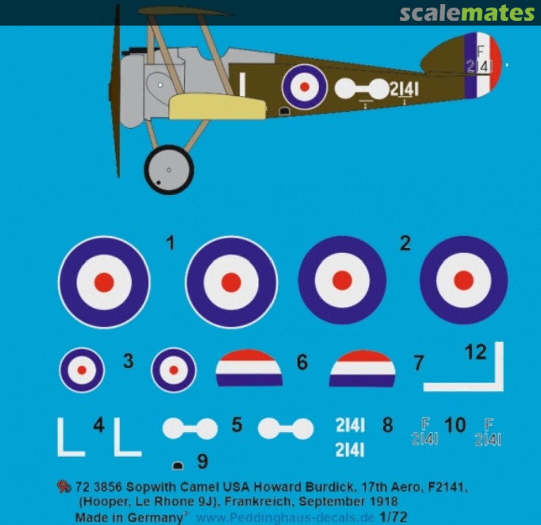 Boxart Sopwith Camel 72 3856 Peddinghaus-Decals Boxart Sopwith Camel 72 3856 Peddinghaus-Decals