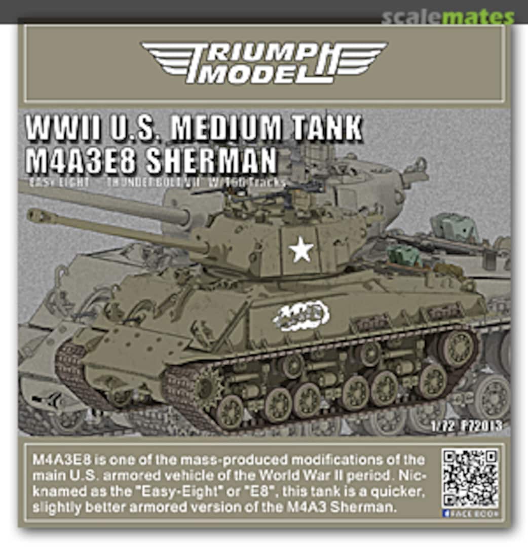 Boxart US M4A3E8 Sherman "Thunderbolt VII" w/T66 tracks P72013 Triumph Model Boxart US M4A3E8 Sherman "Thunderbolt VII" w/T66 tracks P72013 Triumph Model
