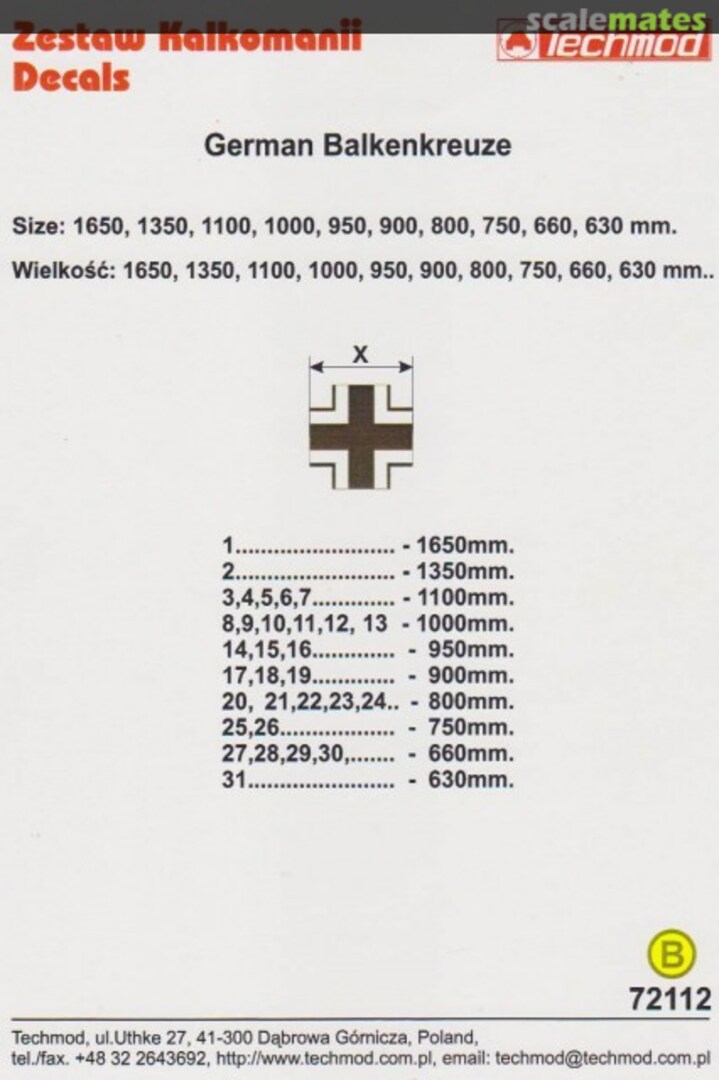 Boxart German Balkenkreuze 72112 Techmod Boxart German Balkenkreuze 72112 Techmod