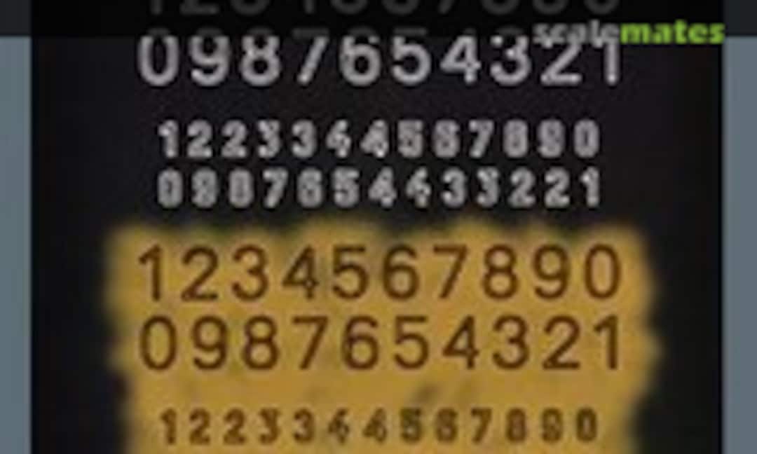 1:35 German Numbers for Vehicles WWII - Dry Transfers; Variante 1 Outline (Wilder Products HDF-DT-3506) HDF-DT-3506