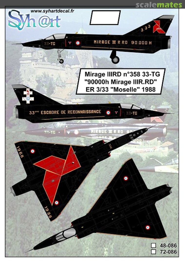 Boxart Mirage IIIRD n°358 33-TG "90000h Mirage IIIR.RD" ER 3/33 "Moselle" 1988 48-086 Syhart Boxart Mirage IIIRD n°358 33-TG "90000h Mirage IIIR.RD" ER 3/33 "Moselle" 1988 48-086 Syhart