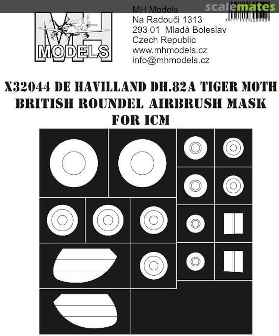 Boxart De Havilland DH.82A Tiger Moth British Roundel Airbrush Mask X32044 MH Models Boxart De Havilland DH.82A Tiger Moth British Roundel Airbrush Mask X32044 MH Models