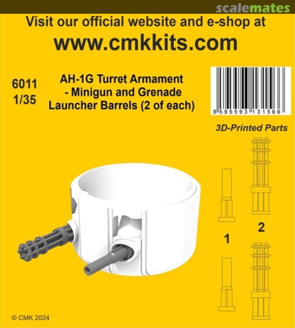 Boxart AH-1G Turret Armament - Minigun and Grenade Launcher Barrels (2 of each) 6011 CMK Boxart AH-1G Turret Armament - Minigun and Grenade Launcher Barrels (2 of each) 6011 CMK