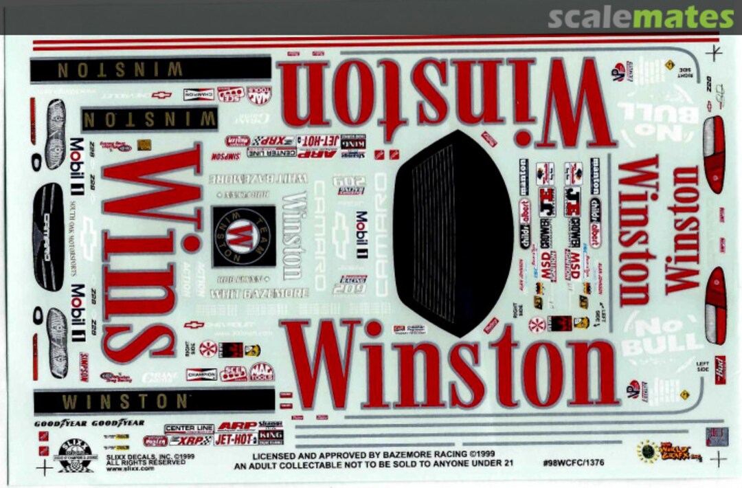 Boxart NHRA Winston Chevy Camaro Funny Car 98WCFC/1376 Slixx Decals Boxart NHRA Winston Chevy Camaro Funny Car 98WCFC/1376 Slixx Decals