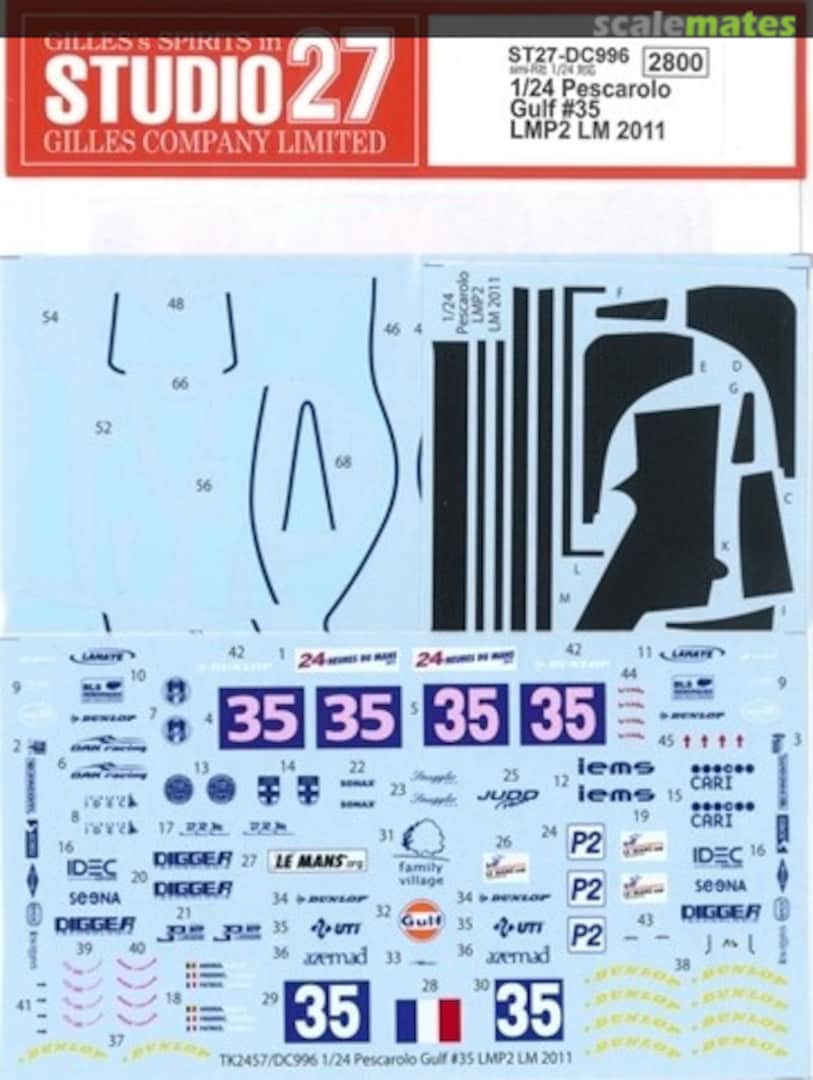 Boxart Pescarolo Gulf #35 LMP2 2011 Spare Decal ST27-DC996 Studio27 Boxart Pescarolo Gulf #35 LMP2 2011 Spare Decal ST27-DC996 Studio27