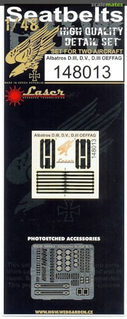 Boxart Albatros D.III/Oeffag/D.V/D.Va - PE & Fabric Seatbelts Set 148013 HGW Models Boxart Albatros D.III/Oeffag/D.V/D.Va - PE & Fabric Seatbelts Set 148013 HGW Models