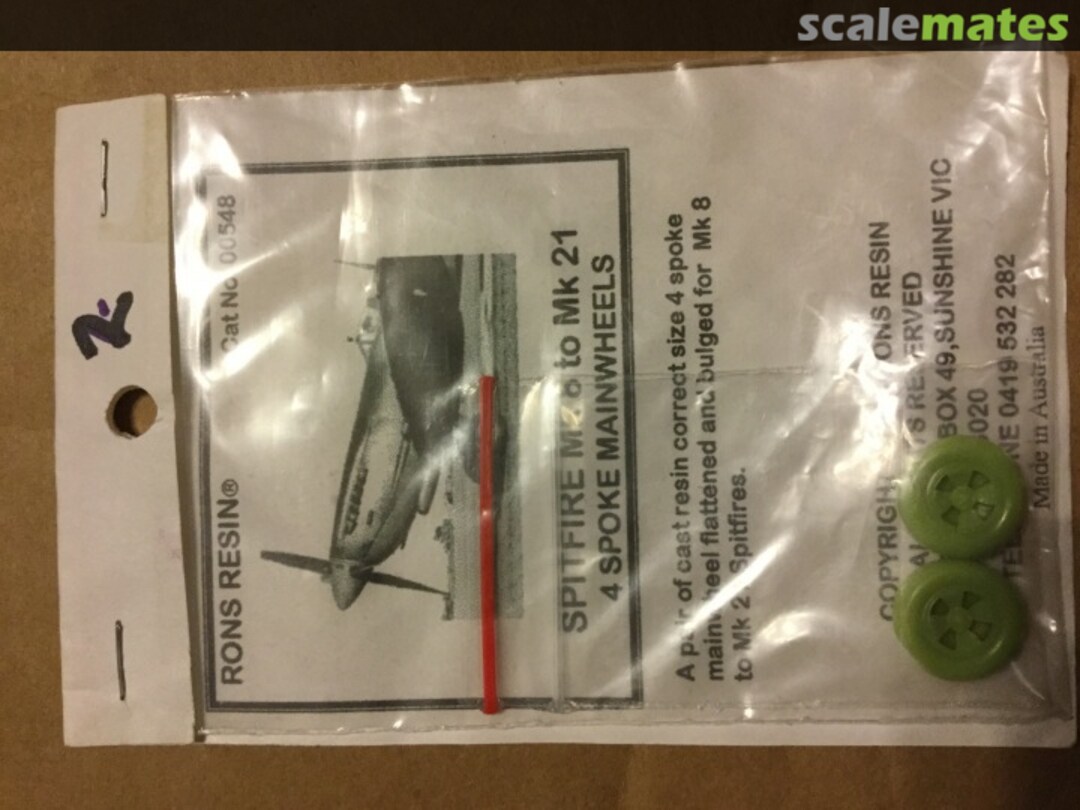 Boxart Spitfire Mk VIII thru Mk XXI four spoke wheels 00548 Ron's Resin