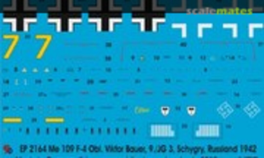 1:72 Bf 109 F-4 Oblt. Viktor Bauer, 9/JG 3 Schygry, Russland 1942 (Peddinghaus-Decals EP 2164) EP 2164