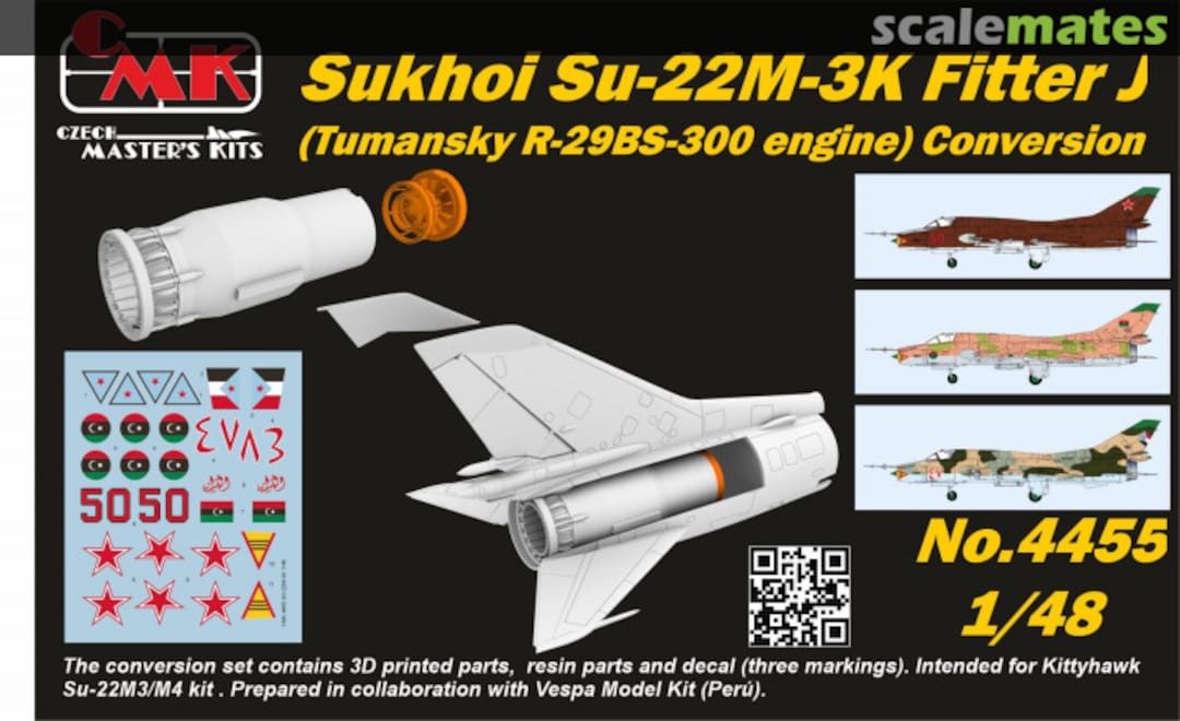 Boxart Sukhoi Su-22M-3K Fitter J (Tumansky R-29BS-300 engine) Conversion 4455 CMK Boxart Sukhoi Su-22M-3K Fitter J (Tumansky R-29BS-300 engine) Conversion 4455 CMK