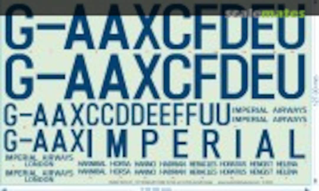 1:72 HANDLEY PAGE H.P.42 and H.P.45 Aircraft Decals (Custom Hobby Decals 002687-S072-R1) 002687-S072-R1