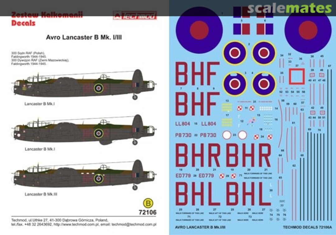 Boxart Avro Lancaster B Mk.I/III 72106 Techmod Boxart Avro Lancaster B Mk.I/III 72106 Techmod