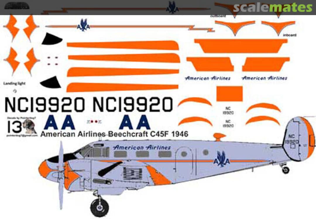 Boxart American Airlines Beechcraft C45F 1946 Pointerdog Decals Boxart American Airlines Beechcraft C45F 1946 Pointerdog Decals