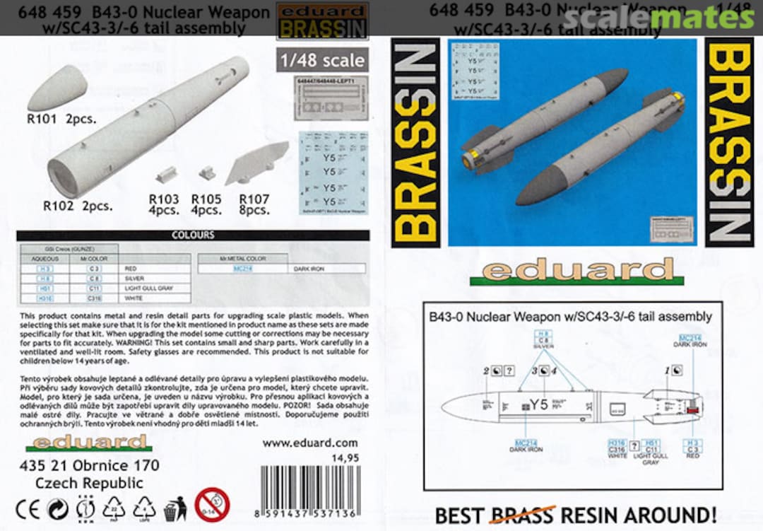 Boxart B43-0 Nuclear Weapon w/ SC43-3/-6 tail assembly 648459 Eduard Boxart B43-0 Nuclear Weapon w/ SC43-3/-6 tail assembly 648459 Eduard