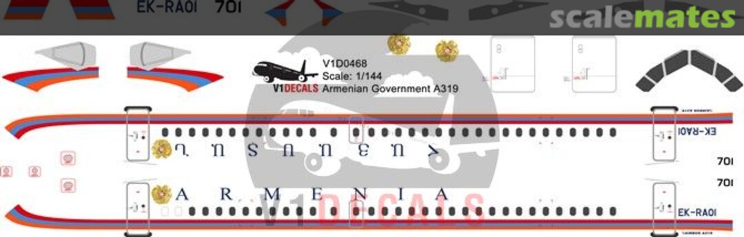 Boxart Airbus A319 Armenian Government V1D0468-144 V1 Decals Boxart Airbus A319 Armenian Government V1D0468-144 V1 Decals