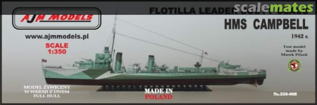 Boxart Flotilla leader Scott Class, HMS Campbell 1942 r. 350-008 AJM Models