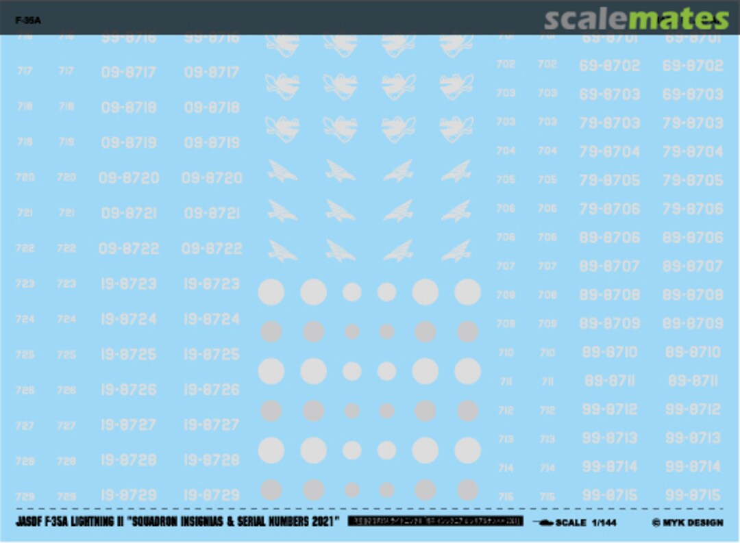 Boxart JASDF F-35A Lightning II "Squadron Insignia & Serial Numbers 2021" A-579 MYK Design