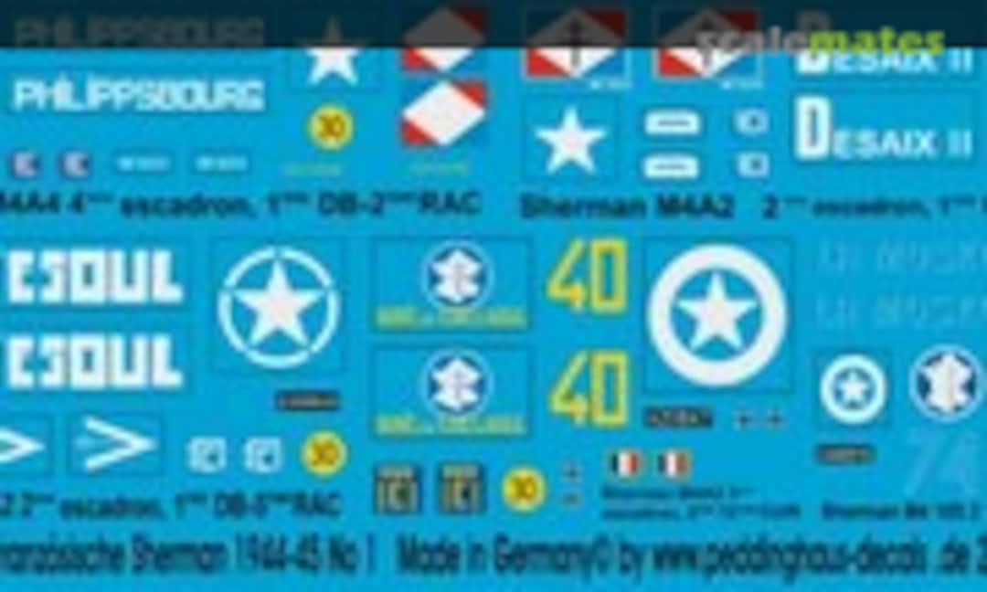 1:87 5 Sherman der FFF in der Normandie (Peddinghaus-Decals EP 2054) EP 2054