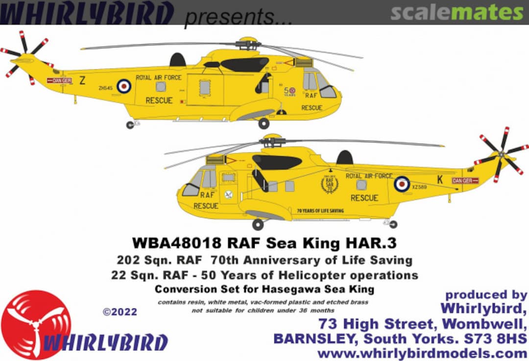 Boxart Royal Air Force Sea King HAR.3, 22 and 202 Sqn. RAF WBA48018 Whirlybird Boxart Royal Air Force Sea King HAR.3, 22 and 202 Sqn. RAF WBA48018 Whirlybird