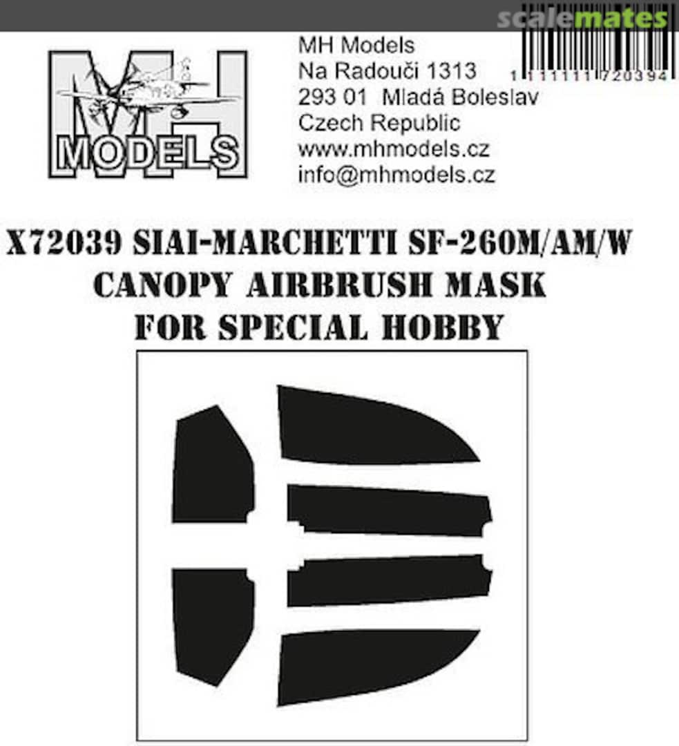 Boxart SIAI-Marchetti SF-260M/AM/W Canopy Airbrush Mask X72039 MH Models Boxart SIAI-Marchetti SF-260M/AM/W Canopy Airbrush Mask X72039 MH Models