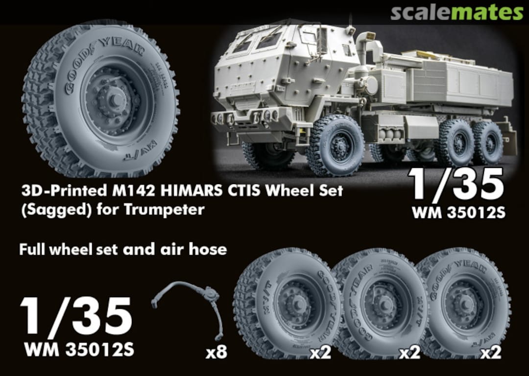 Boxart M142 HIMARS CTIS Wheel Set (Sagged) WM 35012S ScaleX Boxart M142 HIMARS CTIS Wheel Set (Sagged) WM 35012S ScaleX
