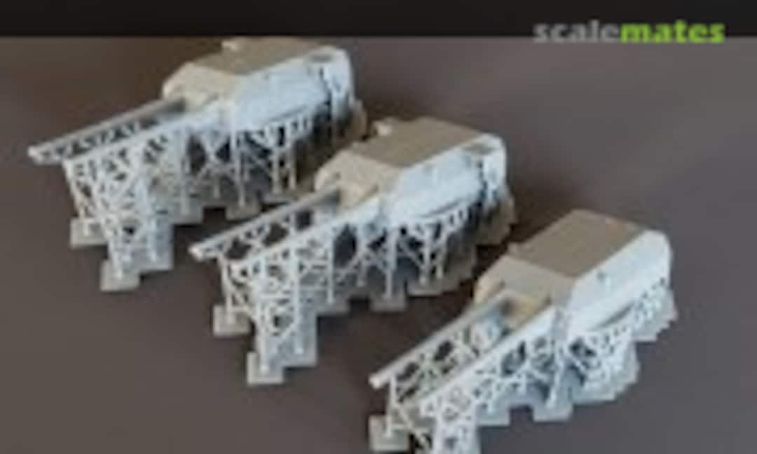 1:350 Gneisenau 38cm (15") Twin-gun Turrets with Barrels & Blast Bags (Model Monkey 350 Gneisenau Turrets)