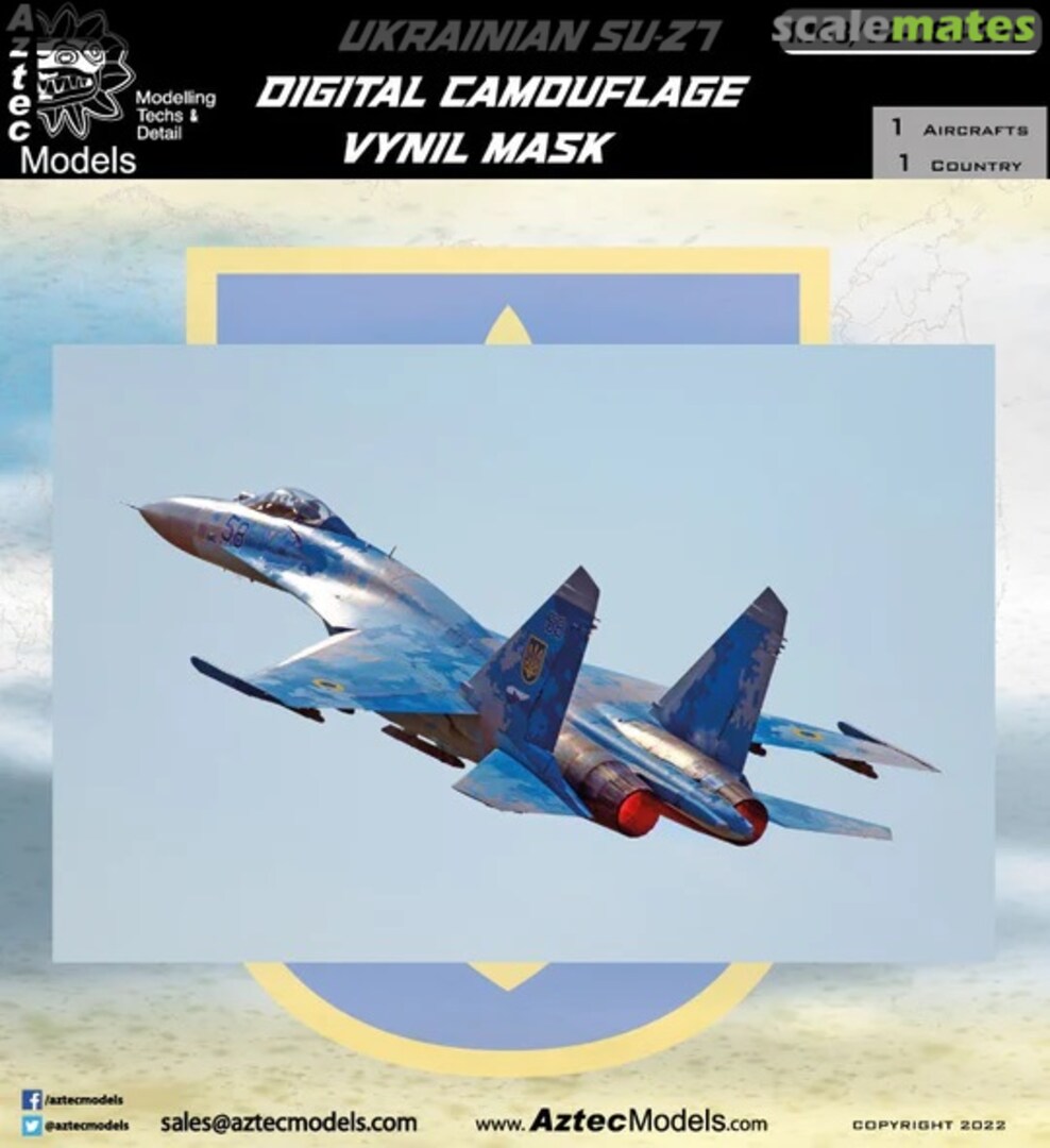 Boxart Sukhoi Su-27 Ukrainian Digital Camouflage Vinyl Mask M48-084-27D Aztec Models Boxart Sukhoi Su-27 Ukrainian Digital Camouflage Vinyl Mask M48-084-27D Aztec Models