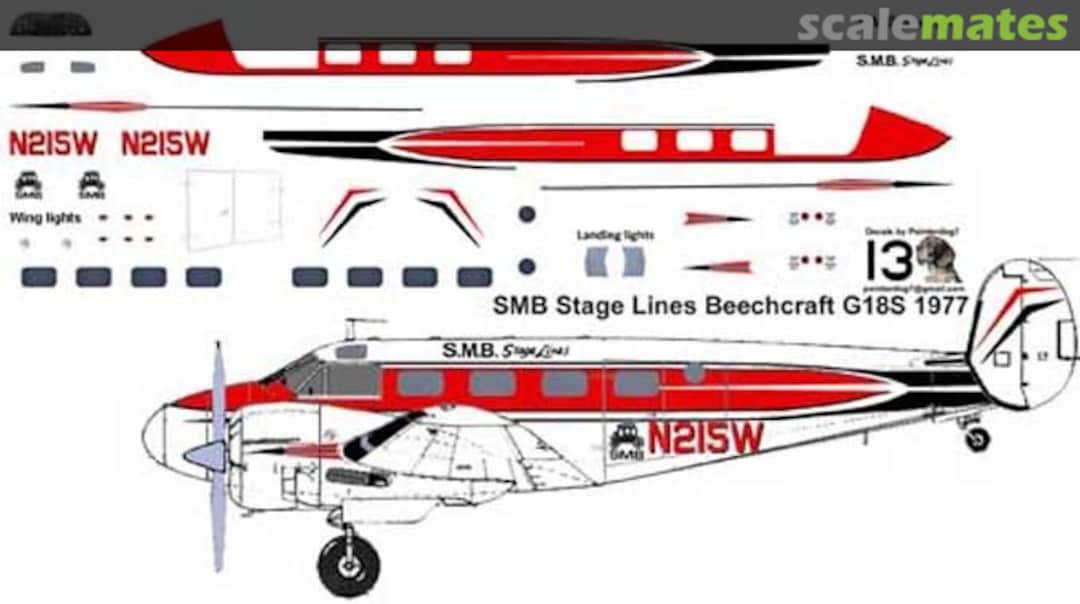 Boxart SMB Stage Lines Beechcraft G18S 1977 Pointerdog Decals Boxart SMB Stage Lines Beechcraft G18S 1977 Pointerdog Decals