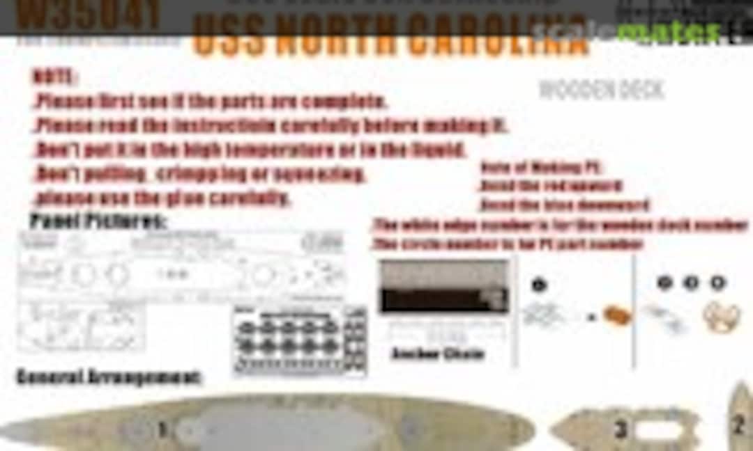1:350 USN Battleship USS North Carolina Wooden Deck (Wood Hunter W35041) W35041