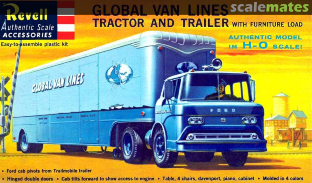 Boxart Global Van Lines Tractor and Trailer T6018-98 Revell Boxart Global Van Lines Tractor and Trailer T6018-98 Revell