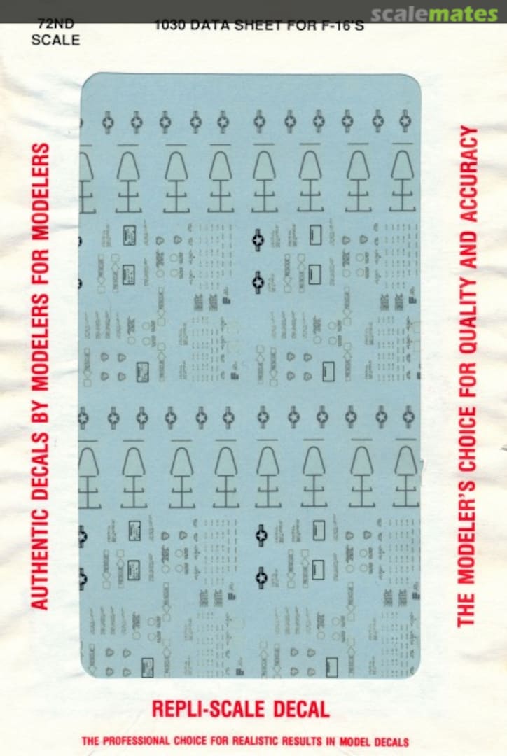 Boxart Data Sheet for F-16's 1030 Repli-scale