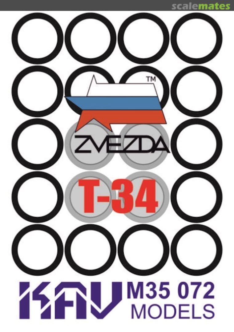 Boxart Wheels template T-34 (Zvezda) KAV M35 072 KAV models Boxart Wheels template T-34 (Zvezda) KAV M35 072 KAV models