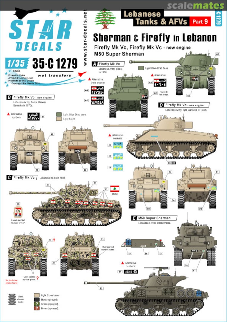 Boxart Sherman and Firefly in Lebanon 35-C1279 Star Decals Boxart Sherman and Firefly in Lebanon 35-C1279 Star Decals