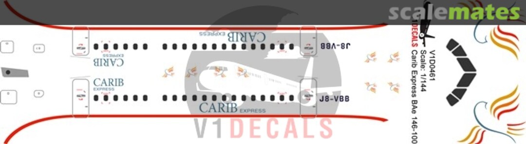Boxart Carib Express BAe 146-100 Avro RJ-70 V1D0461-144 V1 Decals Boxart Carib Express BAe 146-100 Avro RJ-70 V1D0461-144 V1 Decals