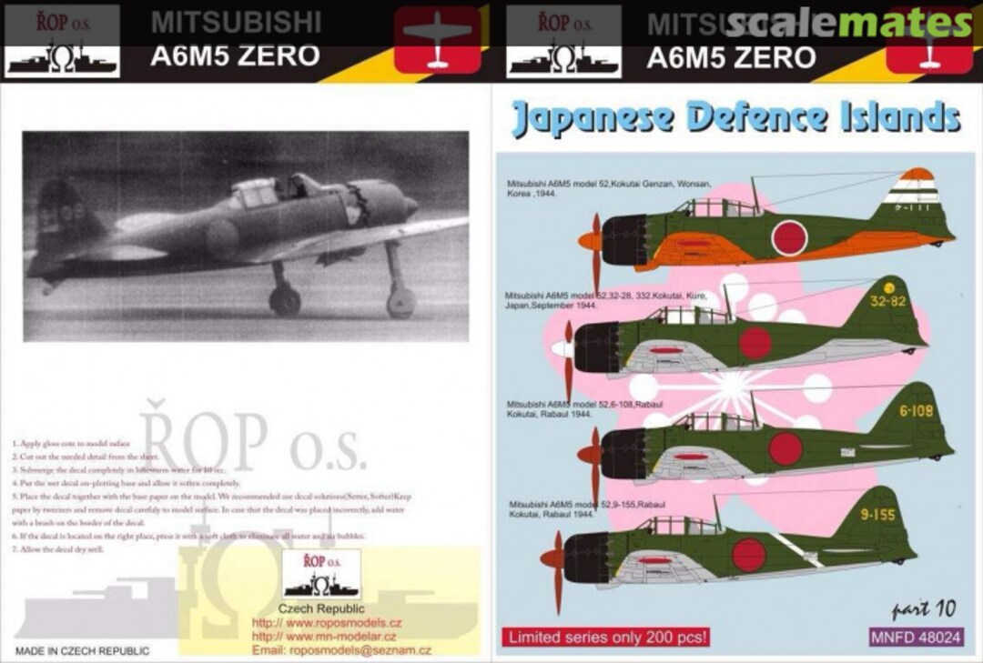 Boxart MITSUBISHI A6M5 ZERO MODEL 52 - JAPANESE DEFENCE ISLANDS MNFDL48024 ROP o.s. Boxart MITSUBISHI A6M5 ZERO MODEL 52 - JAPANESE DEFENCE ISLANDS MNFDL48024 ROP o.s.