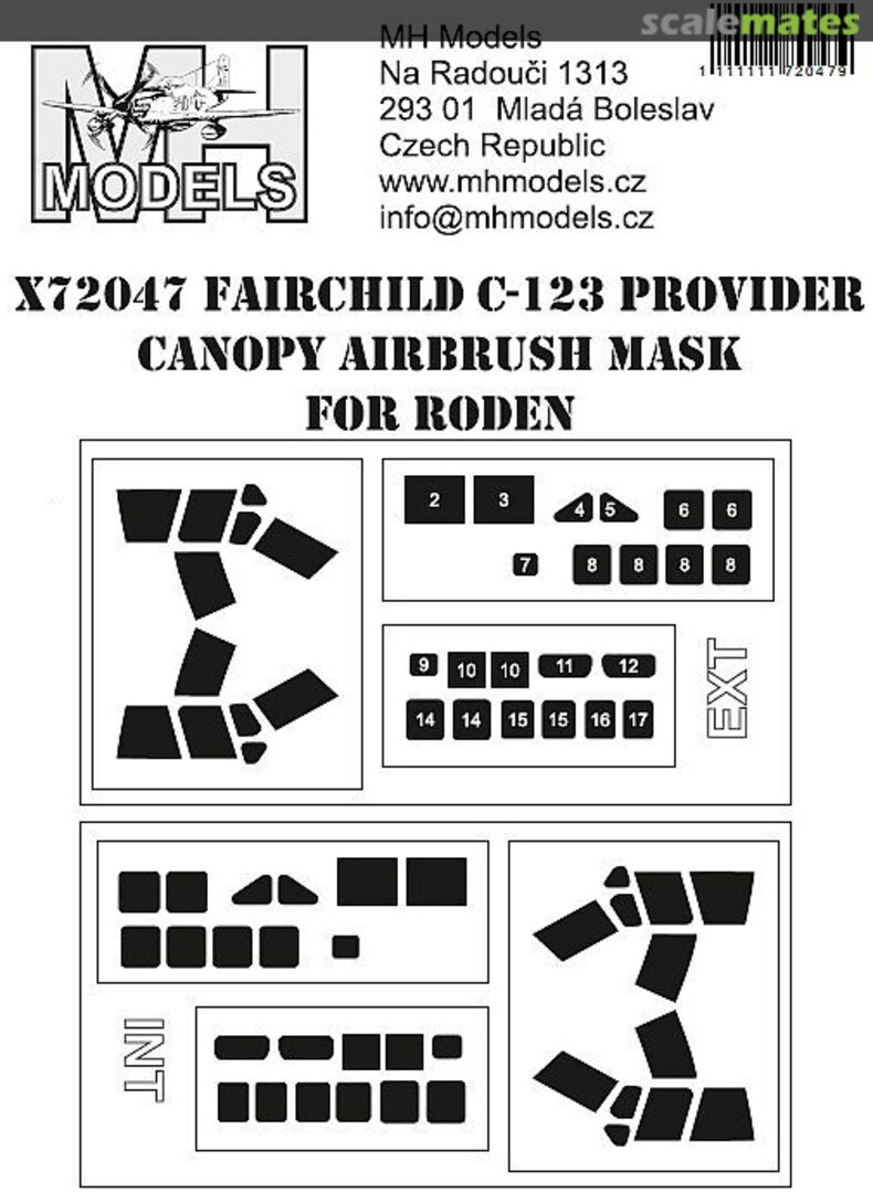 Boxart Fairchild C-123 Provider Canopy Airbrush Mask X72047 MH Models Boxart Fairchild C-123 Provider Canopy Airbrush Mask X72047 MH Models