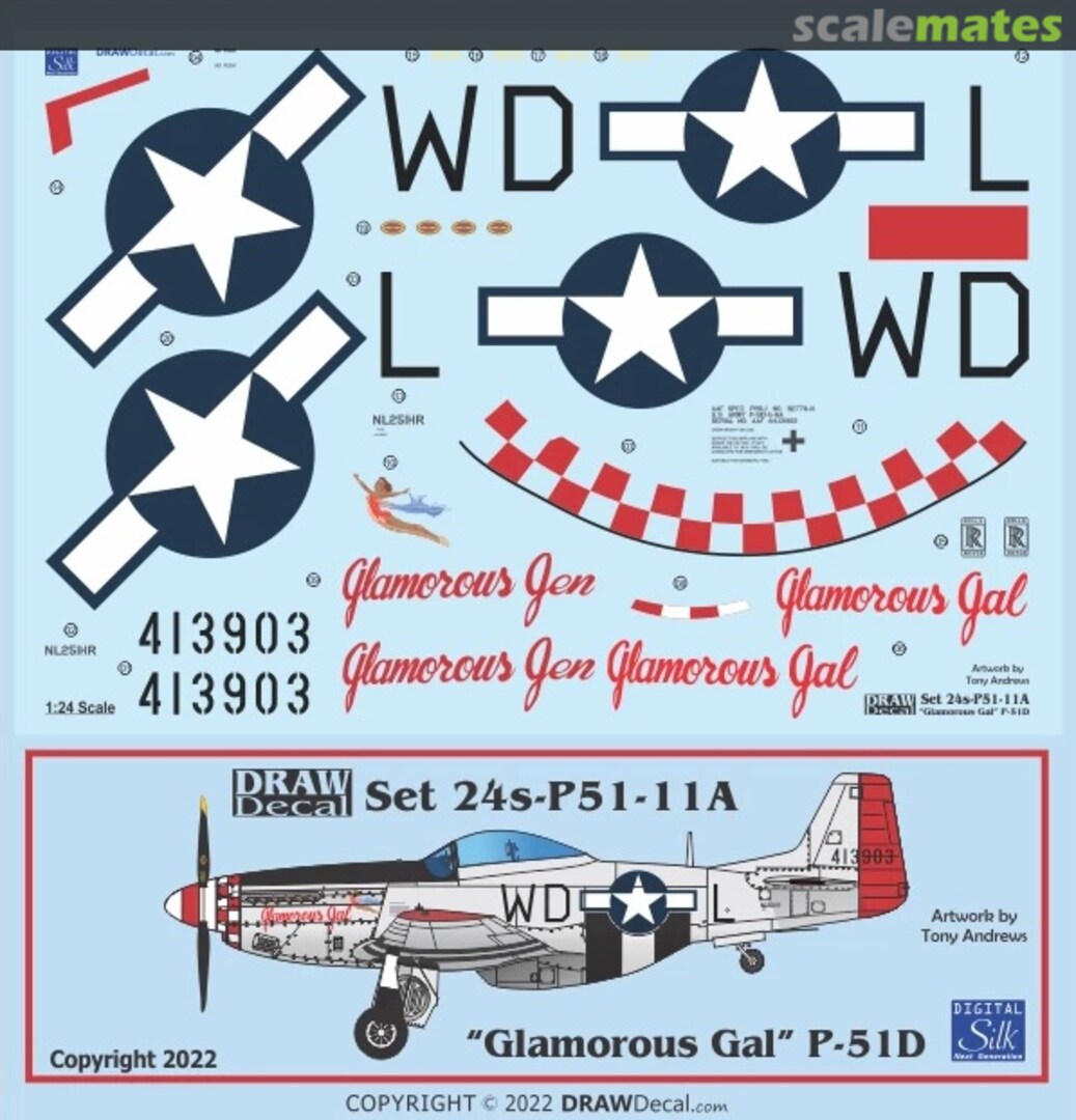 Boxart “Glamorous Gal” P-51D 24-P51-11A Draw Decal Boxart “Glamorous Gal” P-51D 24-P51-11A Draw Decal