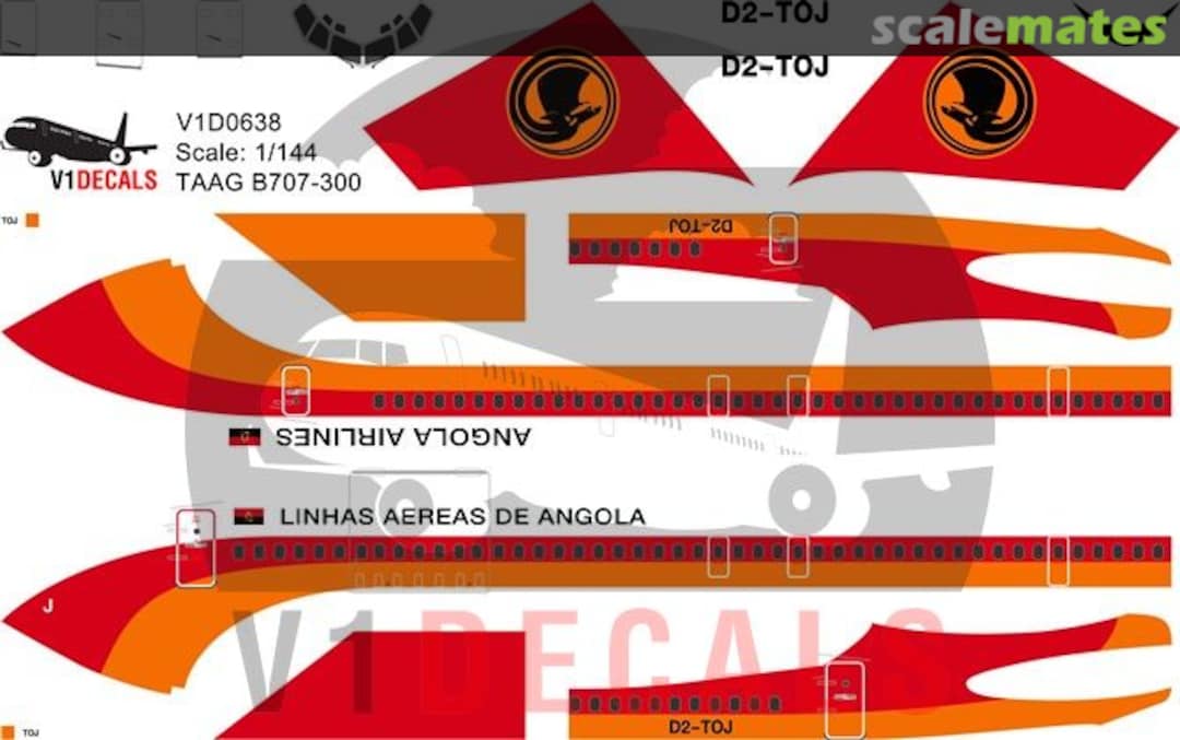 Boxart TAAG Angola Airlines Boeing 707-300 V1D0638-144 V1 Decals Boxart TAAG Angola Airlines Boeing 707-300 V1D0638-144 V1 Decals
