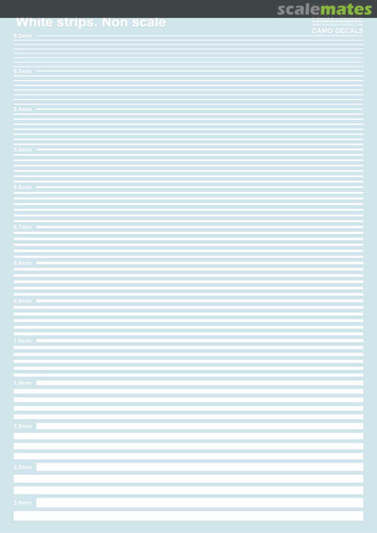 Boxart Decal White Strips (0.2-3 mm) Non scale CAMO-034 Print Scale Boxart Decal White Strips (0.2-3 mm) Non scale CAMO-034 Print Scale