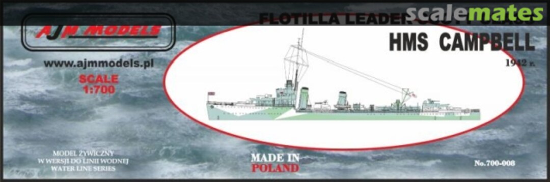 Boxart Flotilla Leader Scott Class, HMS Campbell 1942 r. 700-008 AJM Models