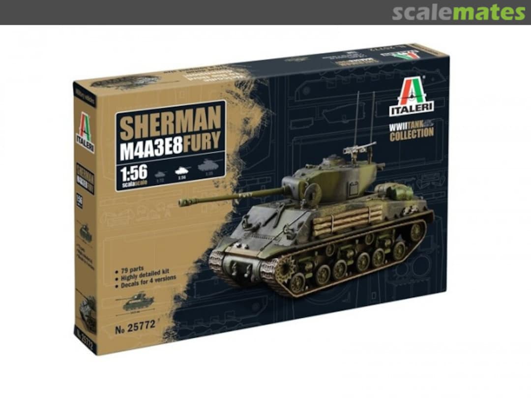 Boxart M4A3E8 Sherman Fury 25772 Italeri