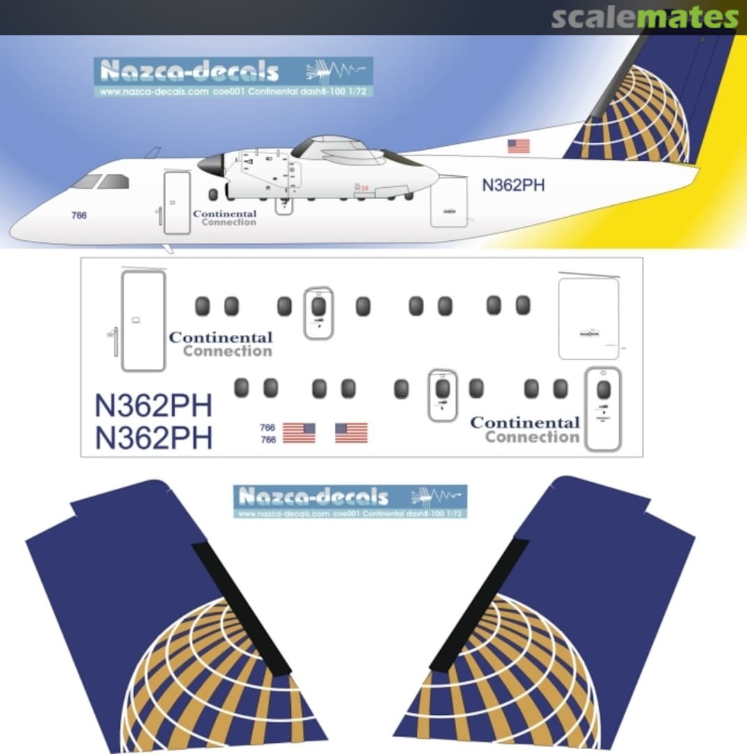 Boxart Continental Express DHC-8 coe001 Nazca decals Boxart Continental Express DHC-8 coe001 Nazca decals