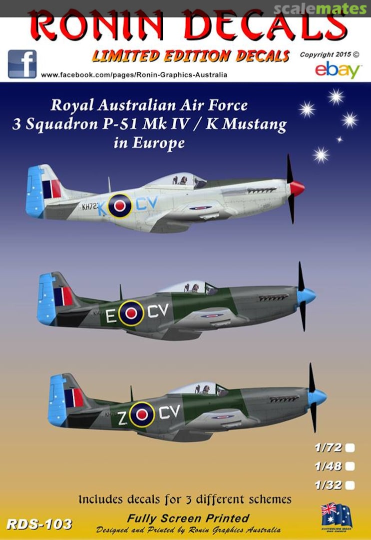 Boxart RAAF 3Sqn. P-51 Mk IV / K Mustang in Europe RDS-103 Ronin Decals Boxart RAAF 3Sqn. P-51 Mk IV / K Mustang in Europe RDS-103 Ronin Decals