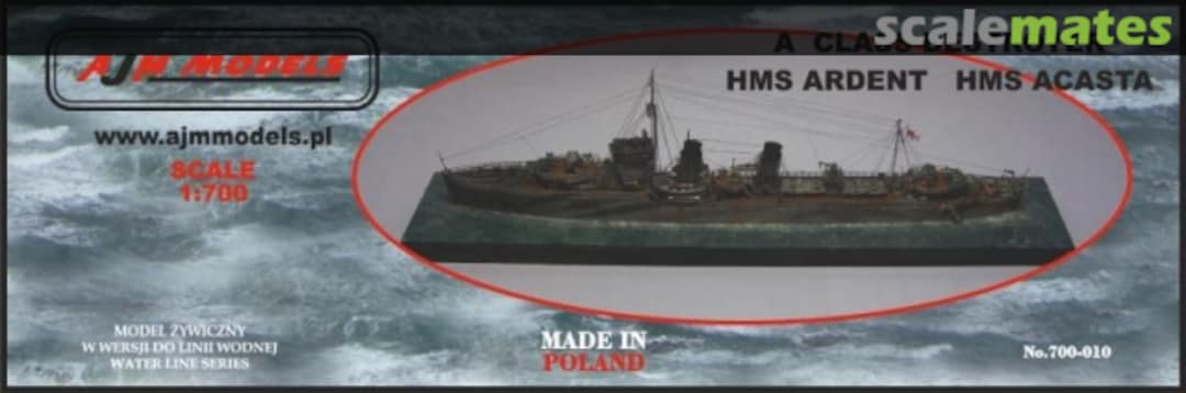 Boxart A class destroyer, HMS Ardent/ HMS Acasta 700-010 AJM Models Boxart A class destroyer, HMS Ardent/ HMS Acasta 700-010 AJM Models